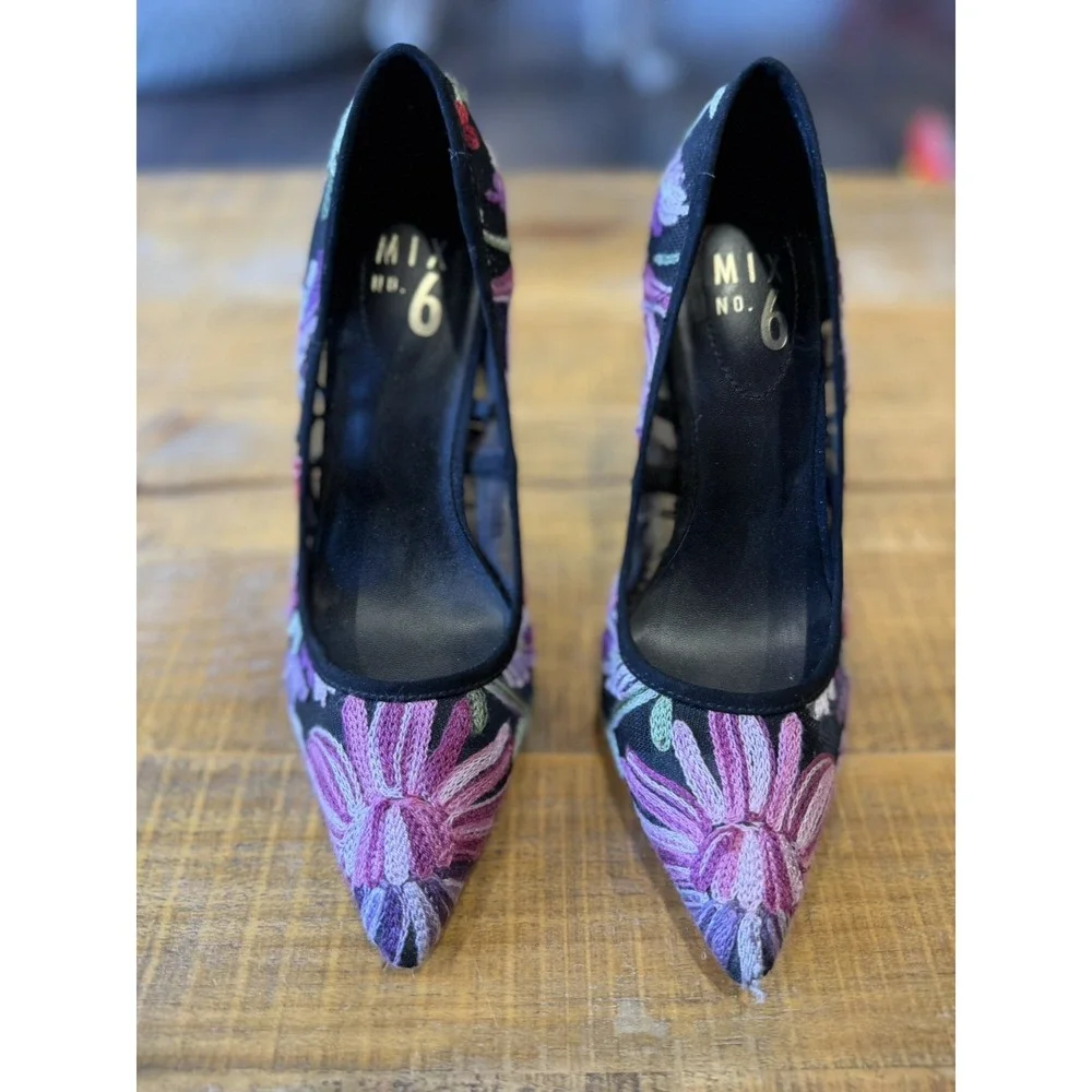 Mix No. 6 Dignity Floral‎ Mesh Fabric Embroidered Pumps Party Dressy Wedding 7